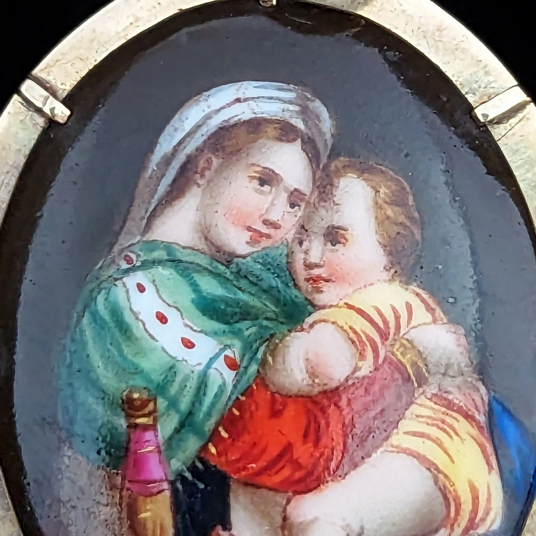 The Milford - Antique Madonna & Child Gold Brooch Pendant FOB Convertible