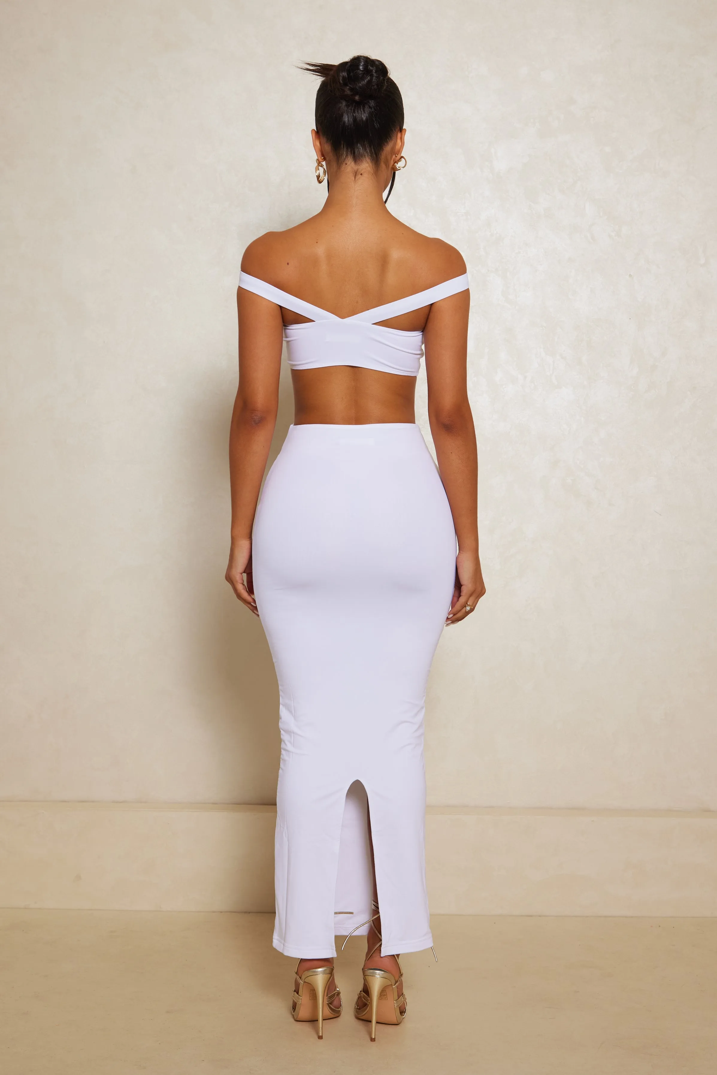 The Off Shoulder Midaxi Set White