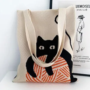 Whiskers n' Yarn Knit Tote Bag
