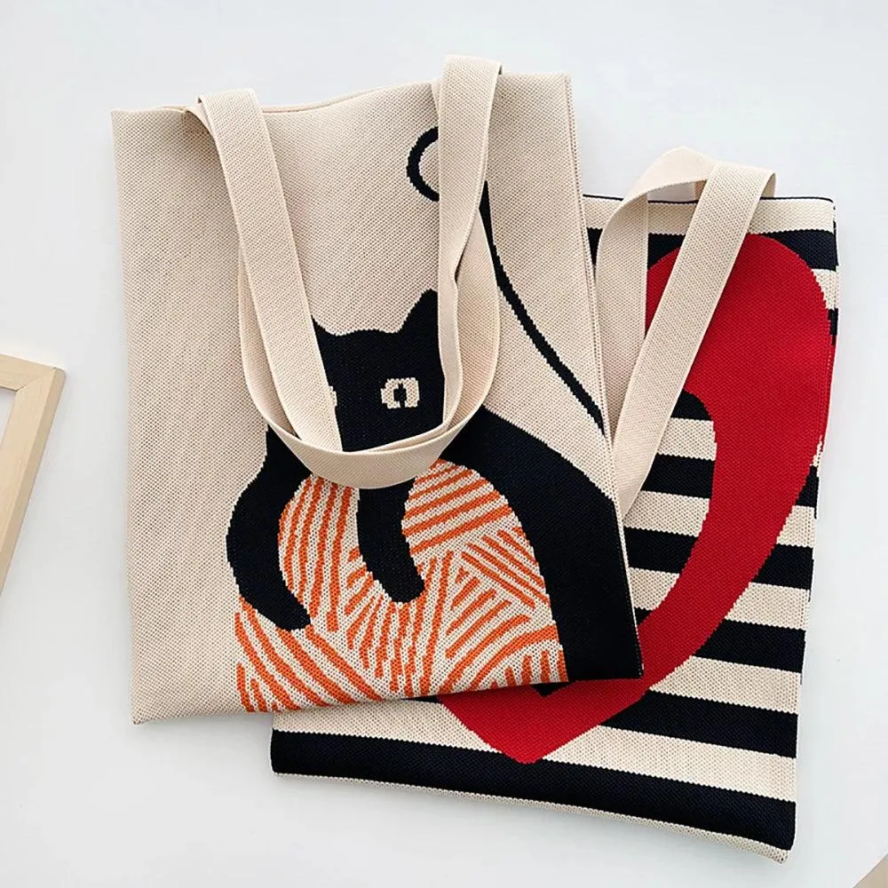 Whiskers n' Yarn Knit Tote Bag