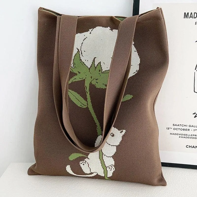 Whiskers n' Yarn Knit Tote Bag