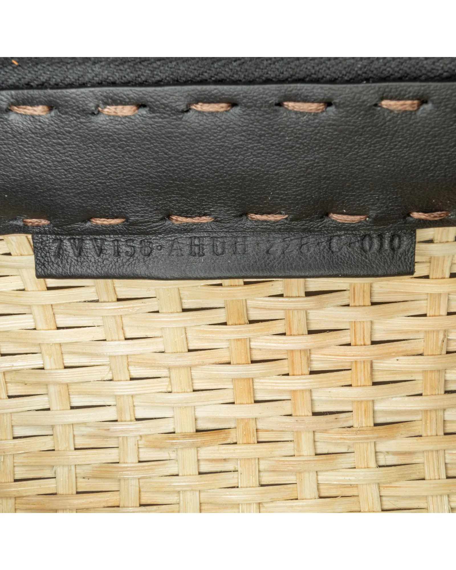 Woven Rattan Travel Bag with Leather Trim and Zip Closure