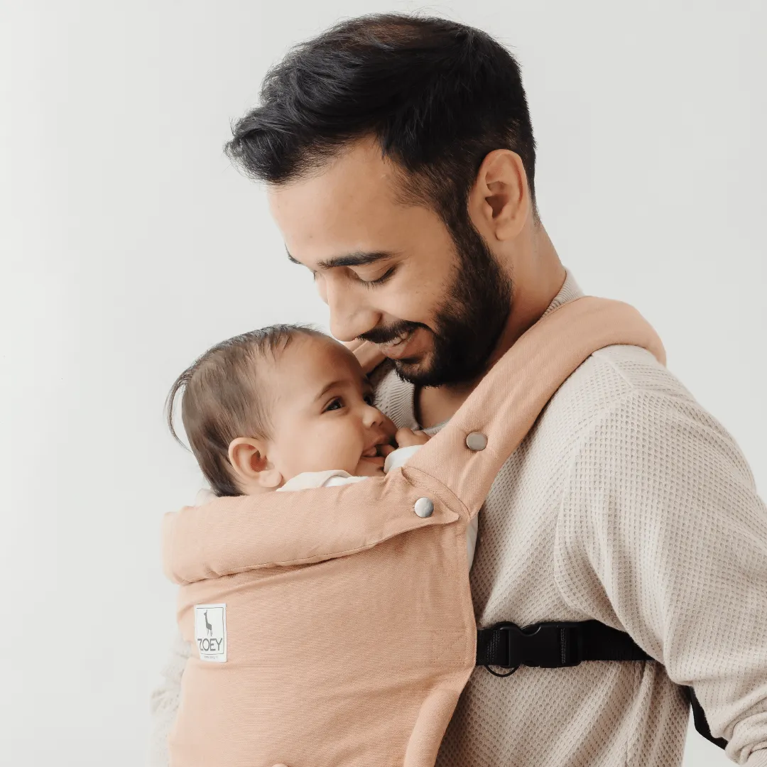 Zoeys Baby Carrier, Made Of Bamboo Linen, Safe & Ergonomic, 2 Carry Positions, for 4 Months to 3 Year Old Baby (Fawn Color)