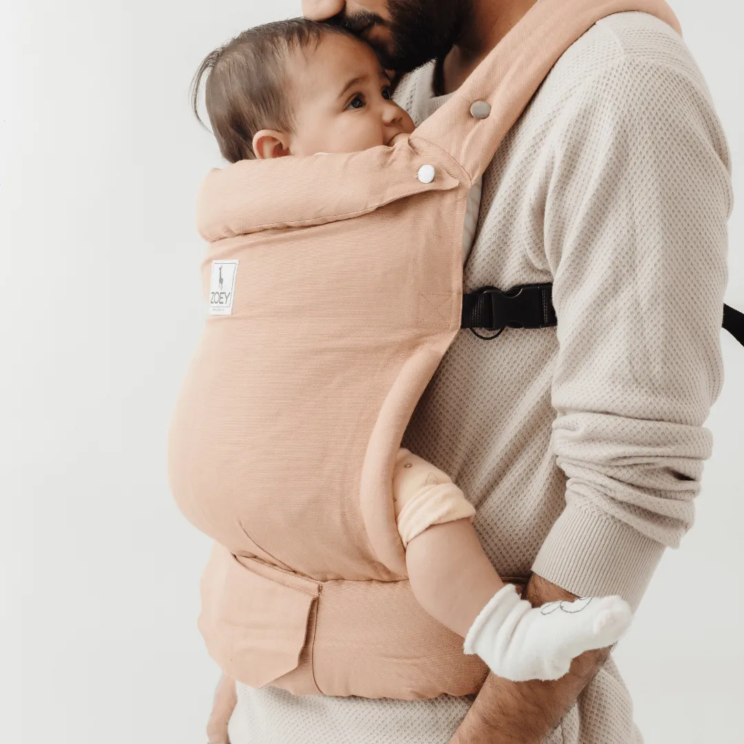 Zoeys Baby Carrier, Made Of Bamboo Linen, Safe & Ergonomic, 2 Carry Positions, for 4 Months to 3 Year Old Baby (Fawn Color)